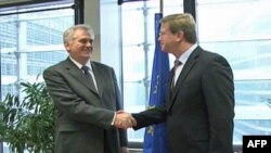 Predsednik SNS, Tomislav Nikolić sa evropskim komesarom za proširenje Štefanom Fileom u Briselu, 17. mart 2011.