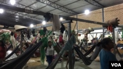 The indigenous Warao sleep in hammocks at the refugee camp where they are living in Brazil, and hope more people don't arrive because they are running out of room.