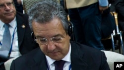 FILE- Mohamed Loukal, who was then Algeria's central bank governor, is pictured at the World Bank/IMF annual meetings at IMF headquarters in Washington, Oct. 8, 2016.