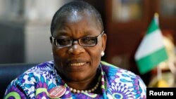 Former Nigerian minister and Chibok girls activist Obiageli Ezekwesili speaks during an interview with Reuters in Abuja, Nigeria, Oct. 8, 2018. Ezekwesili dropped her presidential bid to support a coalition against the main parties.