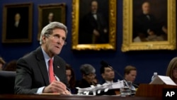 FILE - Secretary of State John Kerry testifies on Capitol Hill in Washington.