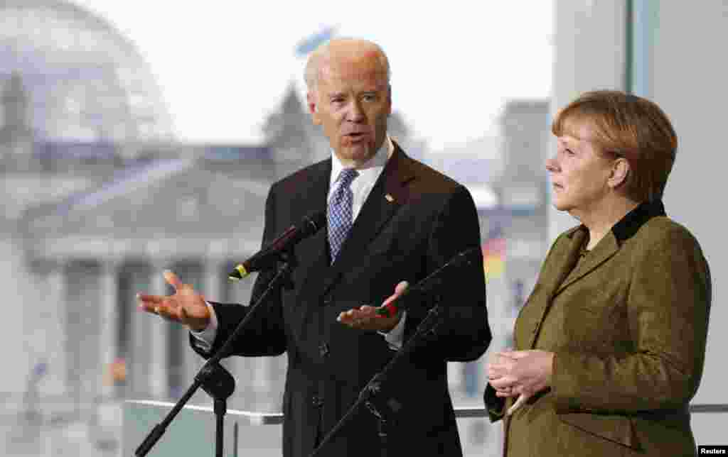 German Chancellor Angela Merkel and U.S. Vice President Joe Biden
