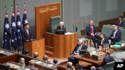 中國國家主席習近平星期一在澳大利亞聯邦議會發表的演說。