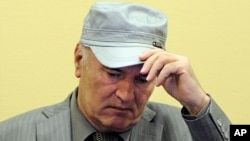 June 3: Former Bosnian Serb Gen. Ratko Mladic removes his hat in the court room during his initial appearance at the U.N.'s Yugoslav war crimes tribunal in The Hague, Netherlands.