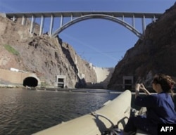 The Mike O'Callaghan-Pat Tillman Memorial Bridge was completed in 2010. Hoover Dam is in the background.