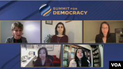 Panel sobre libertad de prensa durante evento previo a la Cumbre Virtual por la Democracia, organizada por EE. UU., el miércoles 8 de diciembre de 2021.