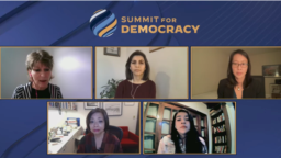 Panel sobre libertad de prensa durante evento previo a la Cumbre Virtual por la Democracia, organizada por EE. UU., el miércoles 8 de diciembre de 2021.