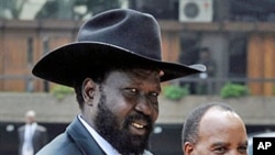 Salva Kiir (L) VP and President of South-Sudan in Nairobi (File)