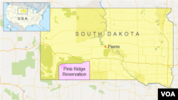 Location of Pine Ridge Reservation, South Dakota, U.S.