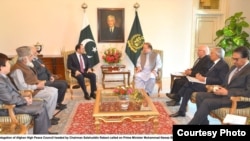 Delegation of Afghanistan's High Peace Council headed by Chairman Salahuddin Rabbani called on Prime Minister Muhammad Nawaz Sharif at PM House, Islamabad on Nov. 21, 2013. (Photo: Afghanistan Government Press Information Department)