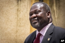 FILE- South Sudan's rebel leader Riek Machar.