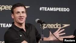FILE - U.S. Olympic swimmer Ryan Lochte speaks at a news conference in New York City, Dec. 15, 2015.