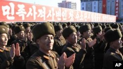 지난 1월 평양 김일성 광장에서 북한의 수소탄 핵실험을 축하하는 대규모 군중집회가 열렸다. (자료사진)