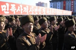 지난 2016년 1월 평양 김일성 광장에서 북한의 수소탄 핵실험을 축하하는 대규모 군민집회가 열렸다.