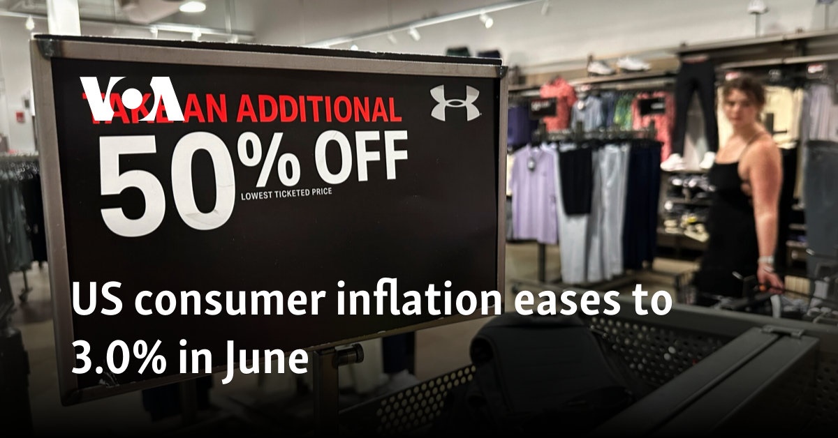 US consumer inflation eases to 3.0% in June