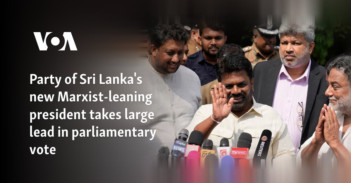 Party of Sri Lanka's new Marxist-leaning president takes large lead in parliamentary vote