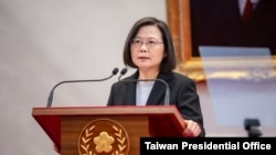 台灣總統蔡英文2022年元旦在總統府大禮堂發表新年談話（圖片來源：台灣總統府）