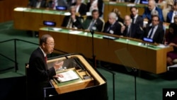 Ban Ki-moon habla durante la apertura de los debates de la 70 Asamblea General de Naciones Unidas.