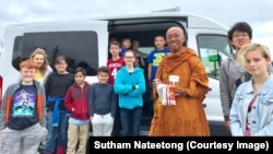 Buddhist monk Sutham Nateetong is walking across the USA to promote peace