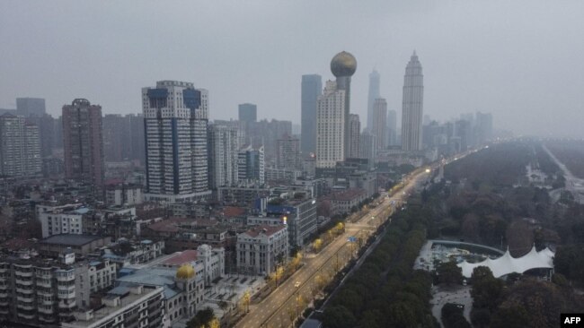 2020年1月27日中国湖北省武汉市区鸟瞰。
