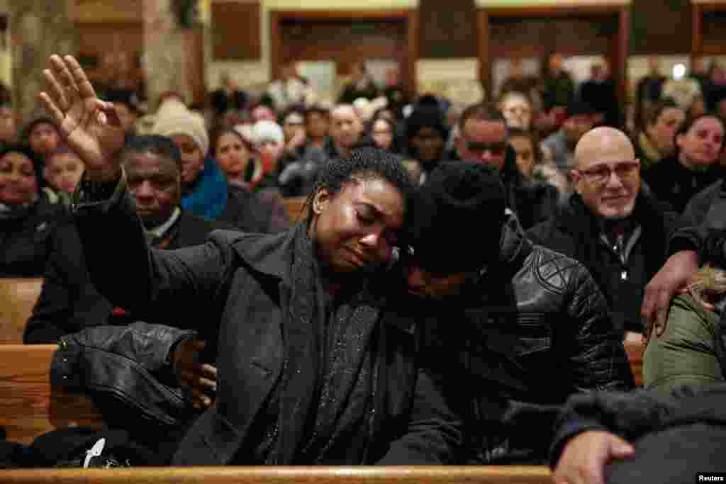 Family members of the victims of an apartment fire in Bronx that took place on December 28, 2017 mourn their relatives in Bronx, New York, U.S.