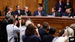 Sen. Jeff Flake, R-Ariz., speaks during the Senate Judiciary Committee meeting on Sept. 28, 2018, on Capitol Hill in Washington.