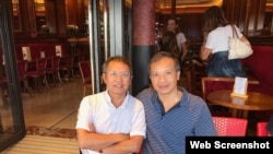 Nhà hoạt động Phạm Minh Hoàng và Nguyễn Văn Đài tại Pháp tháng 8/2018. Photo Facebook Nguyễn Văn Đài
