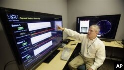 Sr. Software Engineer Jon Richards shows data collected by the Allen Telescope Array at the SETI Institute in Mountain View, Calif., Thursday, April 28, 2011. Astronomers at the SETI Institute said a steep drop in state and federal funds has forced the 