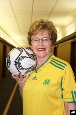 The leader of the main opposition Democratic Alliance, Helen Zille, during the soccer World Cup in South Africa in 2010