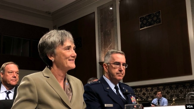 前美国空军部长威尔逊女士在参议院军委会听证会上支持海腾上将的清白（美国之音黎堡2019年7月30日）