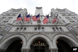 FILE - The Trump International Hotel in Washington is pictured, Dec. 21, 2016. President Donald Trump will hold his first re-election fundraiser at his own hotel in Washington on June 28, 2017.