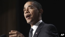 President Barack Obama speaks at the National Prayer Breakfast in Washington, Feb 3, 2011