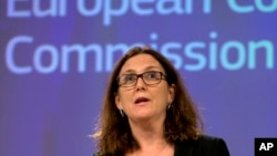 ဥေရာပသမဂၢ EU ကုန္သြယ္ေရးဆိုင္ရာ အႀကီးအကဲ Cecilia Malmstrom (စက္တင္ဘာ ၁၈၊ ၂၀၁၈)