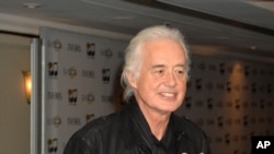 Jimmy Page arrives for the 59th Ivor Novello Awards at the Grosvenor House in London May 22, 2014. (Photo by Mark Allan /Invision/AP)