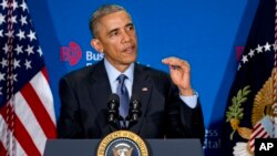 President Barack Obama speaks to leadings CEOs with the Business Roundtable group in Washington, D.C., Dec. 3, 2014.