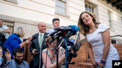Canadian Foreign Affairs Minister Chrystia Freeland speaks to members of the media as she arrives at the Office of the United States Trade Representative, Aug. 28, 2018, in Washington. Canada, America's longtime ally and No. 2 trading partner, was left out of a proposed deal Trump just reached with Mexico and is working to keep its place in the regional free-trade bloc — and fend off the threat of U.S. taxes on its vehicles.