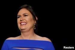 White House Press Secretary Sarah Sanders is seen at the White House Correspondents' Association dinner in Washington, April 28, 2018.