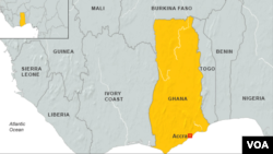 Peta wilayah Ghana di Afrika Barat (foto: ilustrasi).