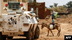  UN-African Union mission in Darfur (UNAMID) armoured vehicle in mountainous area of Jebel Marra in central Darfur. (File)