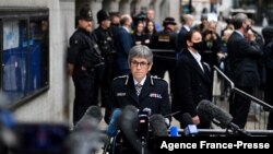 Metropolitan Police Commissioner Cressida Dick makes a statement outside of the Old Bailey Central Criminal Court, following the sentencing of British police officer Wayne Couzens for the murder of Sarah Everard, in London, Sept. 30, 2021.