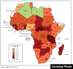 La moyenne des points du classement des pays les plus heureux en Afrique. (World happiness report)