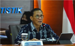 Kepala BPS Suhariyanto saat memberikan keterangan pers secara daring, Jumat, 5 Februari 2021. (Foto: VOA)