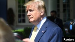 U.S. President Donald Trump arrives at an event to celebrate the anniversary of first lady Melania Trump's “Be Best” initiative in the Rose Garden at the White House in Washington, May 7, 2019. 