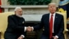 지난달 26일 미국을 방문한 나렌드라 모디 인도 총리(왼쪽)가 도널드 트럼프 미국 대통령과 백악관에서 양자회담을 가졌다. (자료사진)