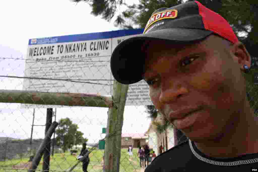 After walking for two hours, Bongesi Gashe reaches Nkanya Clinic (VOA/D. Taylor)