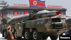 FILE - A mobile North Korean missile during a parade in Pyongyang July 27, 2013.