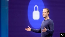 Facebook CEO Mark Zuckerberg makes the keynote speech at F8, Facebook's developer conference, May 1, 2018, in San Jose, Calif. 