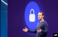 FILE - Facebook CEO Mark Zuckerberg makes the keynote speech at F8, Facebook's developer conference, May 1, 2018, in San Jose, Calif.