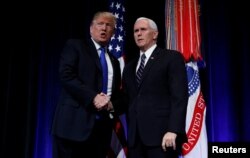 El presidente Donald Trump participió junto al vicepresidente Mike Pence el jueves 17 de enero de 2018 en el evento de Revisión de Defensa de Misiles en el Pentágono.