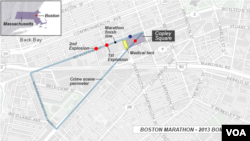 Boston Marathon - sites of bombings, 2013.